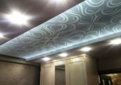 тканевый потолок с подсветкой в комбинации с ГКЛ
