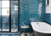 дизайн проект для ванной комнаты в синих тонах