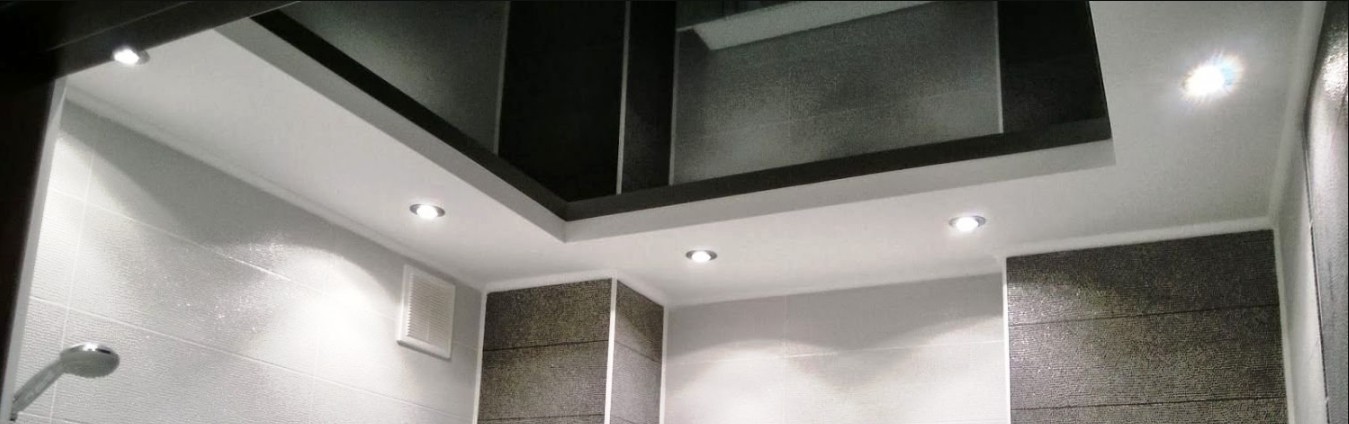 Монтаж натяжных и комбинированных потолков в ванную комнату