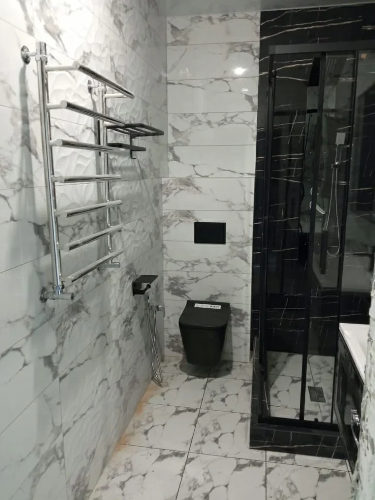 Ремонт ванных комнат в Москве 4 Отделка стен мрамором и керамогранитом